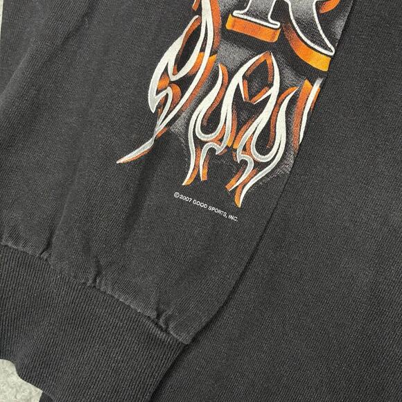 Vintage Y2K Motorcycle Flames Long Sleeve T-Shirt Large Black Biker Forever Fade - Picture 3 of 5